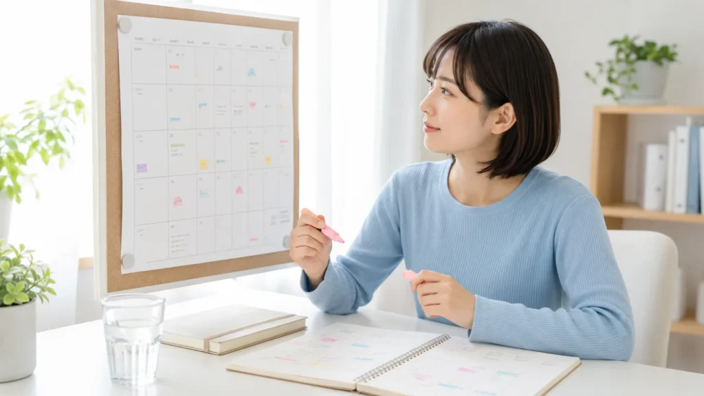 健診センター求人の勤務時間を確認する看護師