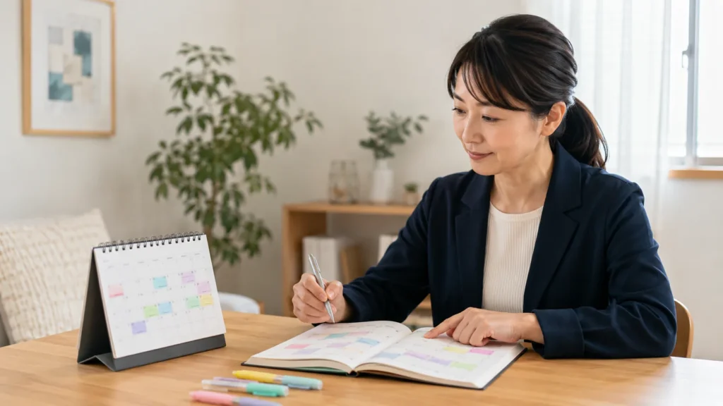 復帰前に不安な業務をメモで整理する看護師