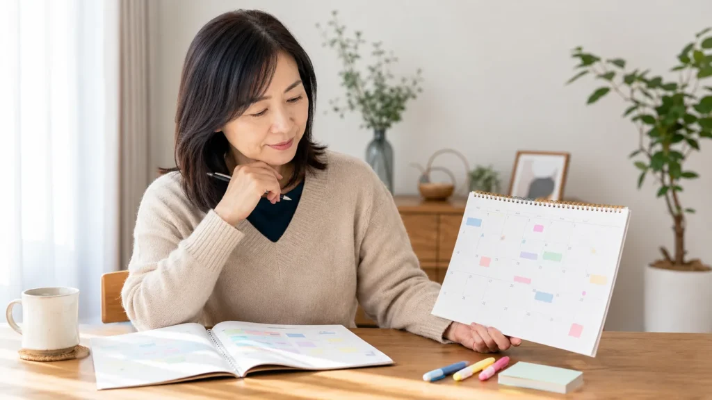 転職サービスの確認項目をメモする看護師