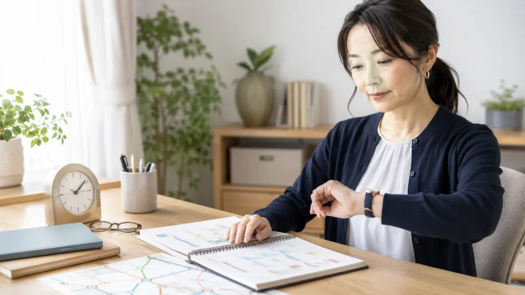 土曜勤務や祝日勤務をメモで整理する看護師